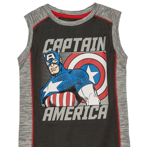 Hybrid Little Boys Captain America Active Tank Top and Shorts Set, 2 Piece - Picture 3 of 8